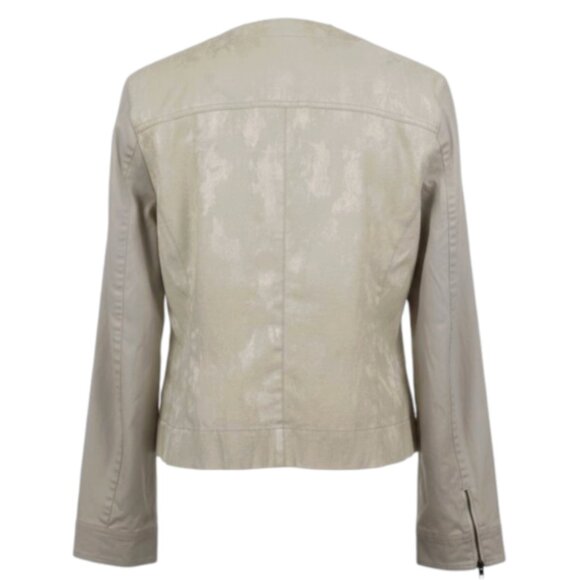 EILEEN FISHER Mix Media Jacquard Jacket in Ivory & Dove Gray NWOT Size LARGE - Picture 2 of 8